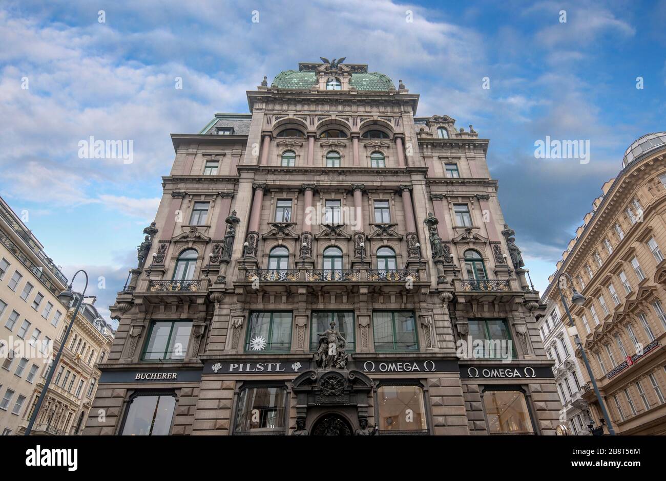 Vienna, Austria. Stock im Eisen, bella vecchia casa barocca, situata in Stefansplatz, all'angolo tra via Graben e Karntner Straße Foto Stock