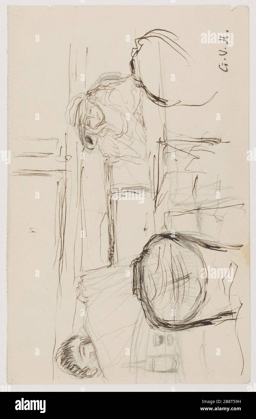 Coppia al caffè Georges Hugo (1868-1925). Coppia di dans un café. Crayon de grafite. Parigi, Maison de Victor Hugo. Foto Stock