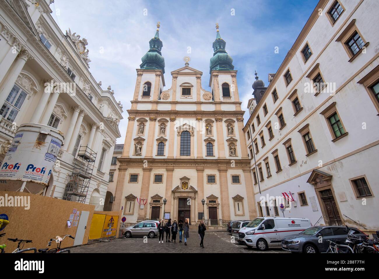 Vienna, Austria. Chiesa dei Gesuiti (Jesuitenkirche), conosciuta anche come Chiesa Universitaria (Universitätskirche) su Ignaz Seipel Platz a Vienna Foto Stock