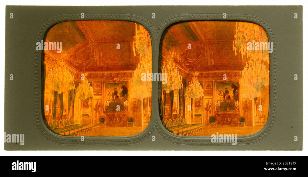 Fiera del console, Tuileries, 1 ° arrondissement, Parigi Palais des Tuileries. 'Salon du Consul, Parigi (Ier arr.)'. Anonima fotographie. Vue stéréoscopique trasparente coloriée (effet nocturne), papier albuminé, trus de lumière. Entre 1860 e 1870. Parigi, musée Carnavalet. Foto Stock