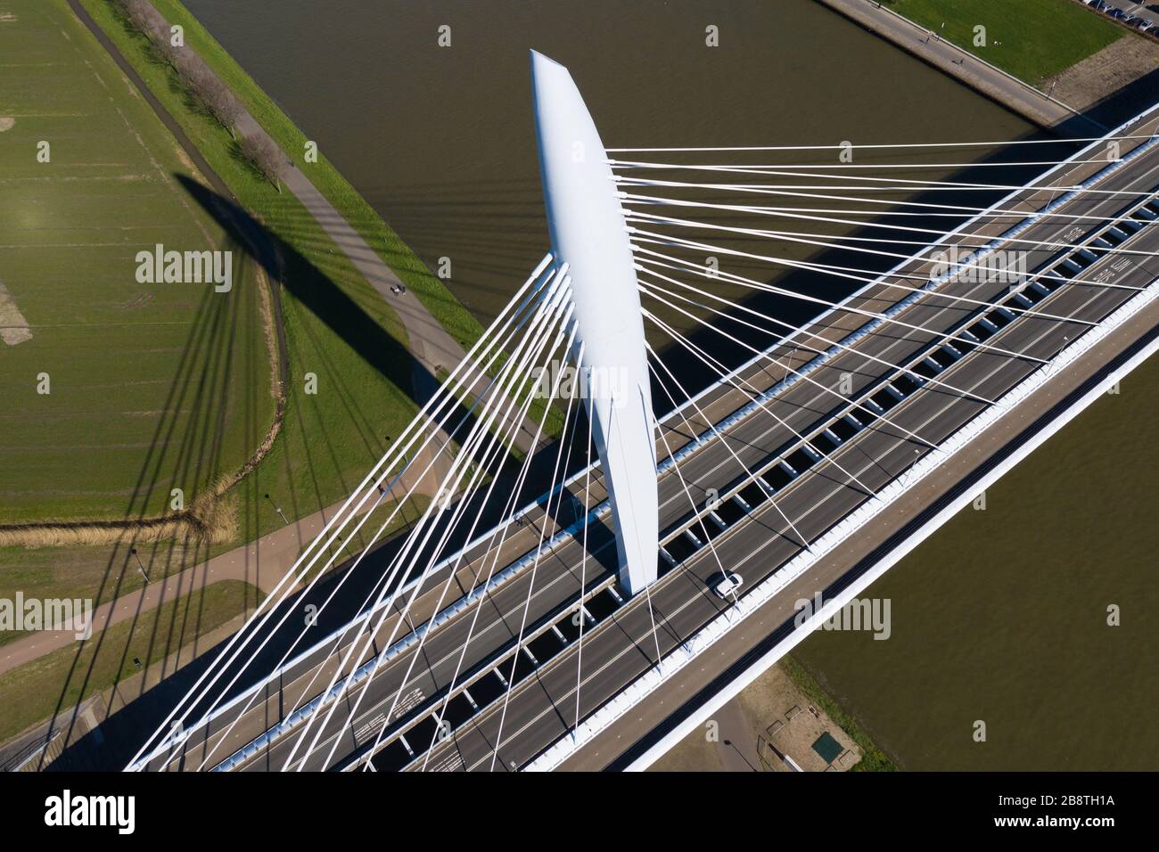 Ponte del Principe Claus ad Utrecht dall'aria Foto Stock