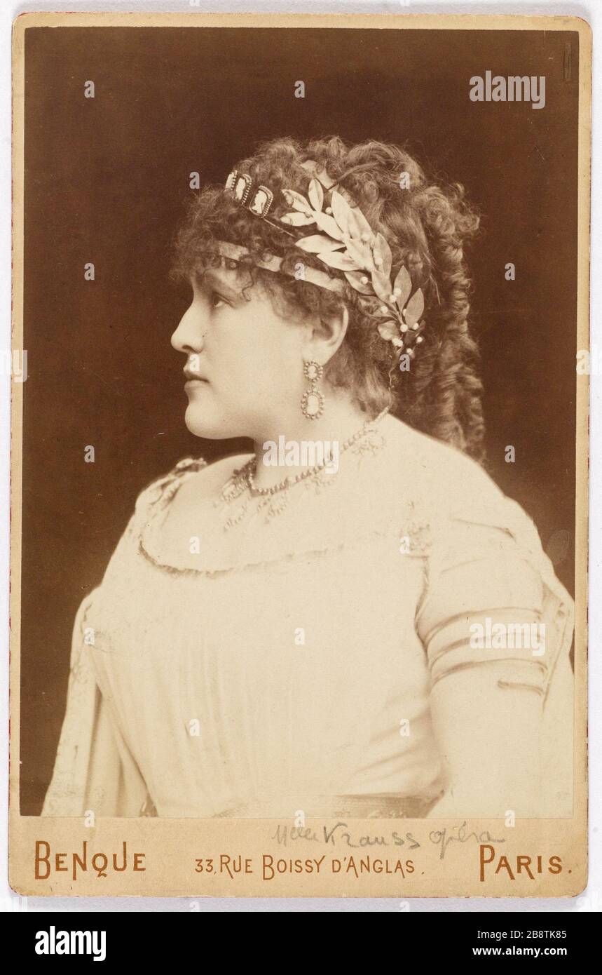 Ritratto di Marie Gabrielle Krauss (1842-1906), cantante 'arie Gabrielle Krauss, (1842-1906), cantatrice'. Photographie de Wilhelm Benque (1843-1903). Parigi, musée Carnavalet. Foto Stock