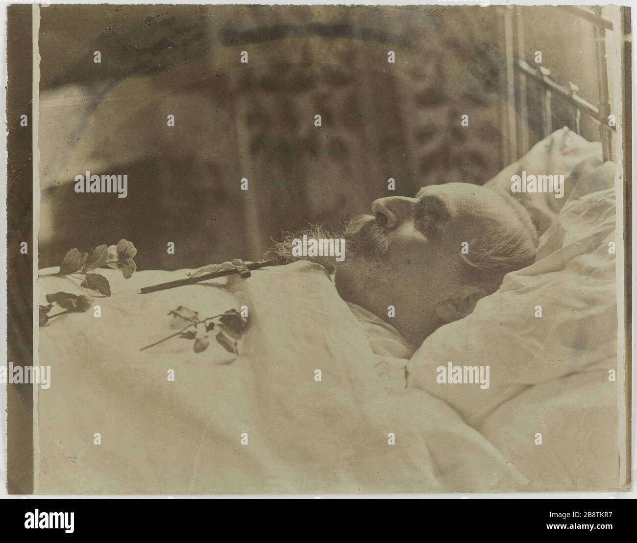 Carlo Luigi Napoleone Bonaparte (1808-1873), disse Luigi-Napoleone Bonaparte e Napoleone III, imperatore dei francesi, sul suo letto di morte. Charles Louis Napoléon Bonaparte (1808-1873), dit Louis-Napoléon Bonaparte, puis Napoléon III, Empereur des Français, sur son lit de mort. Photographie de William Downey. Tirage sur papier albuminé, 1873. Parigi, musée Carnavalet. Foto Stock