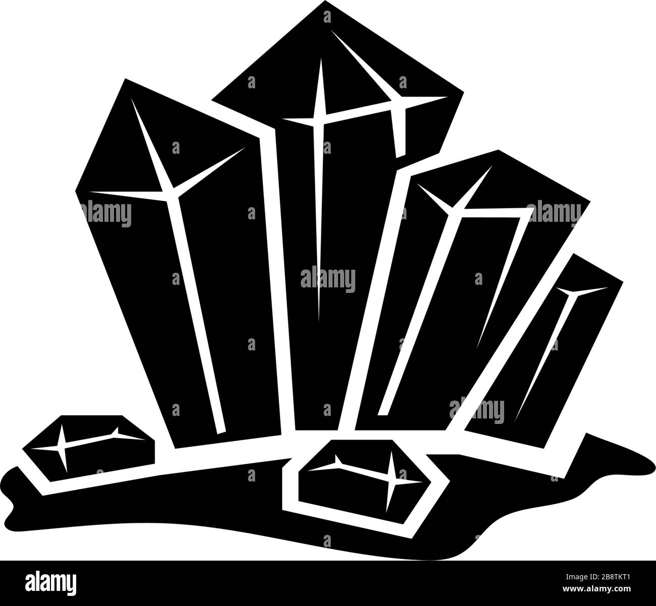 Crystal Stone, Crystal Gem, Gemstone. Illustrazione dell'icona a forma di vettore piatto. Semplice simbolo nero su sfondo bianco. Crystal Stone, Quartz Gem, Gemstone modello di design per elementi UI web e mobile Illustrazione Vettoriale