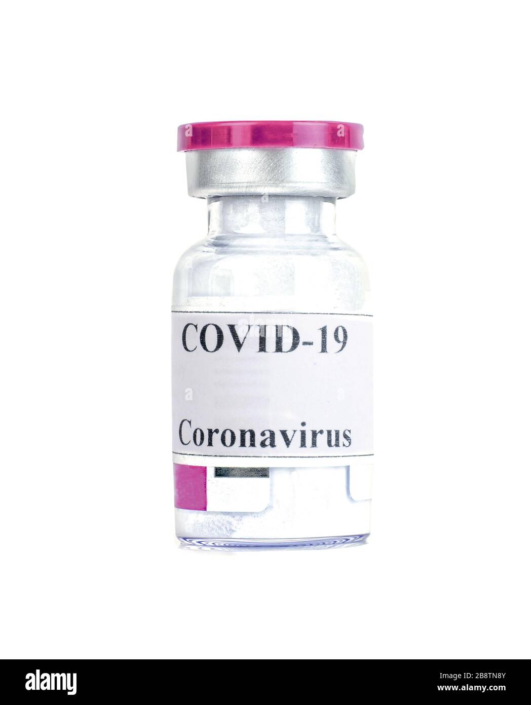 Vaccino contro il coronavirus. Covid 19 isolato su sfondo bianco Foto Stock