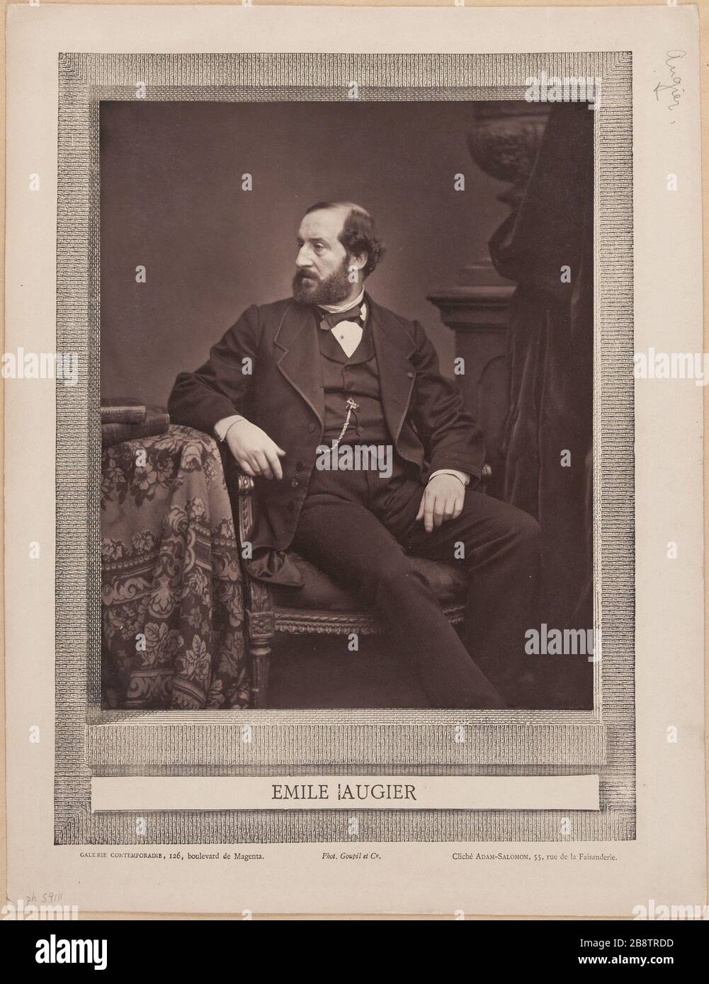 Galleria Contemporanea - Ritratto di Emile Augier, drammaturgo (1820-1889) Galerie contemporanee. Portrait d'Emile Augier (1820-1889), auteur drammatique. Photographie d'Adam Tony Samuel Salomon. Photoglypte. 1860-1881. Parigi, musée Carnavalet. Foto Stock