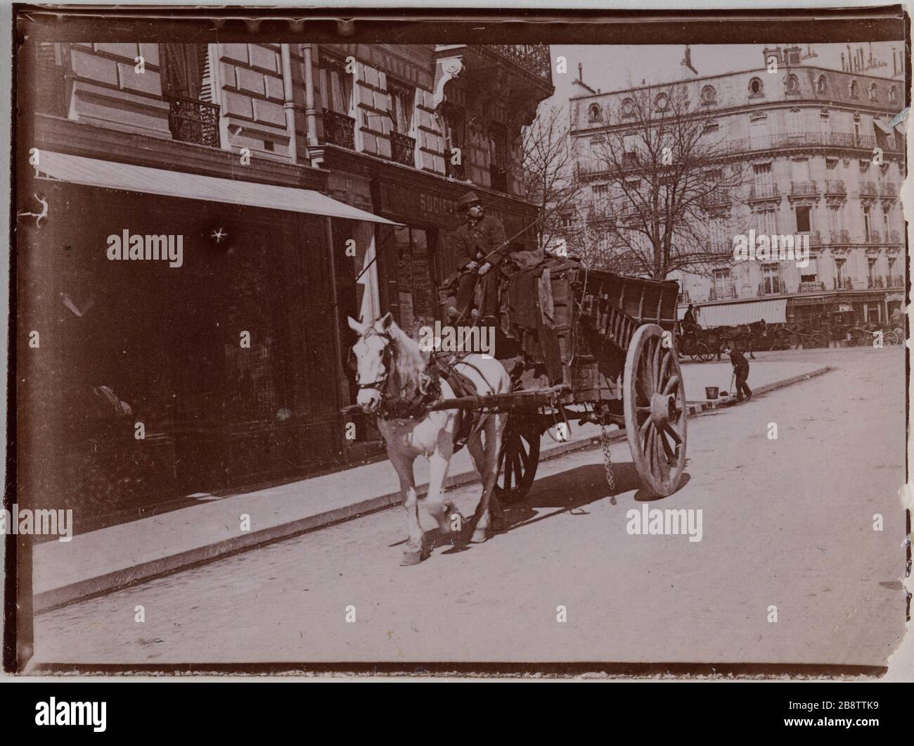 Cavallo e buggy, Parigi. "Voiture à cheval, Paris". Anonima fotographie. Aristotipo. Parigi, musée Carnavalet. Foto Stock