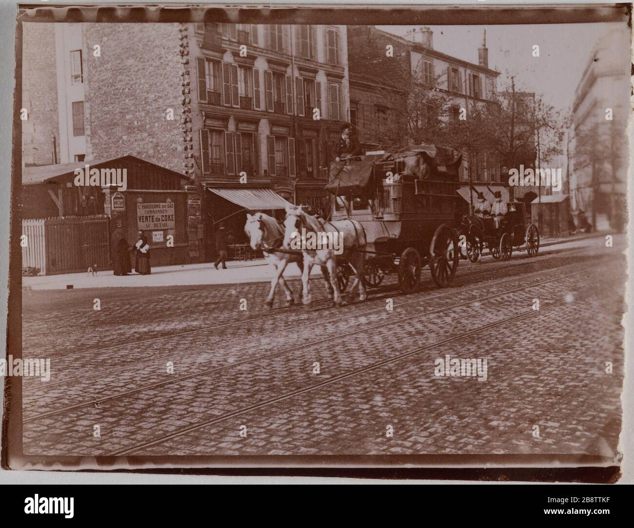 Cavallo e buggy, Parigi. "Voiture à cheval, Paris". Anonima fotographie. Aristotipo. Parigi, musée Carnavalet. Foto Stock