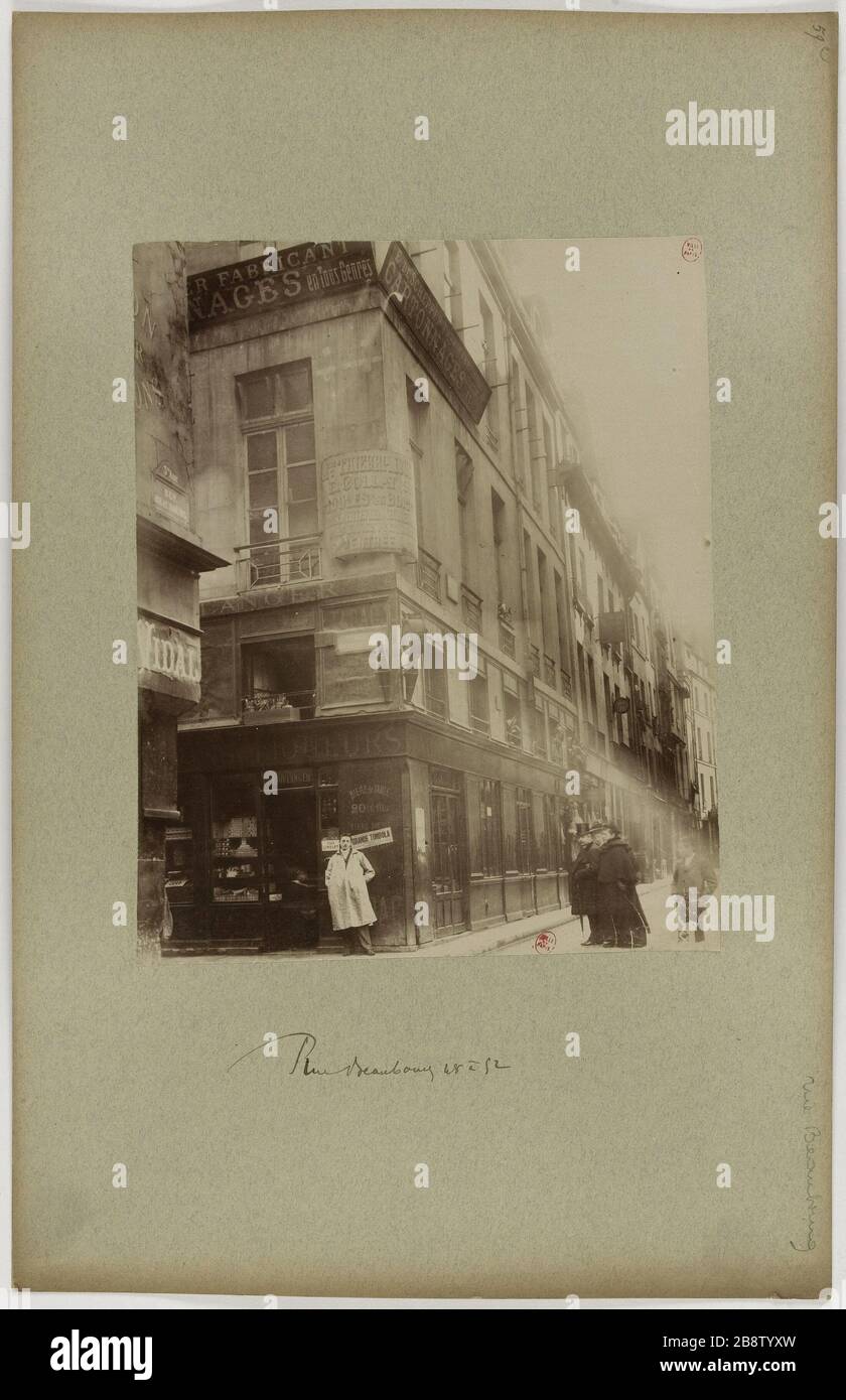 Rue Beaubourg 48 a 52. 48 a 52 Rue Beaubourg, 4 ° distretto, Parigi. 48 à 52 rue Beaubourg, Parigi (IIIème arr.). Anonima fotographie. Parigi, musée Carnavalet. Foto Stock