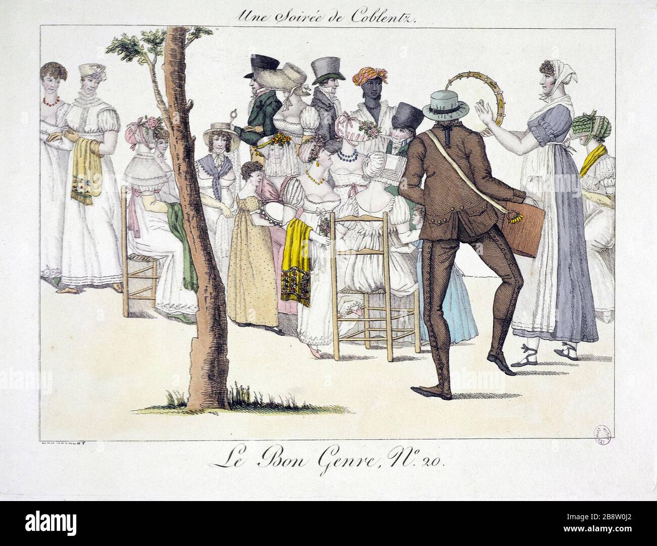 GOOD GENDER ISSUE 20 - UNA SERA DI COBLENTZ 1805 'le Bon genere numéro 20 - une soirée de Coblentz, 1805'. Gravure. Parigi, musée Carnavalet; Foto Stock
