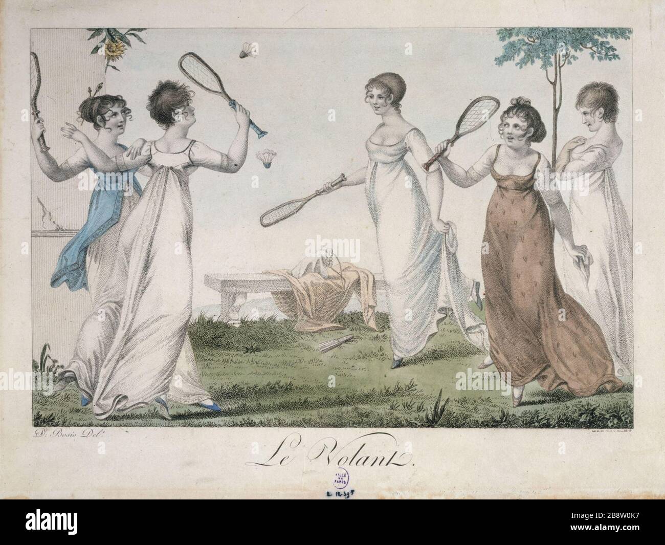 BUON GENERE NUMERO 11 - 1802 RUOTE Jean François Bosio (1764-1827). "Le Bon genere numéro 11: Le volant - 1802". Parigi, musée Carnavalet. Foto Stock