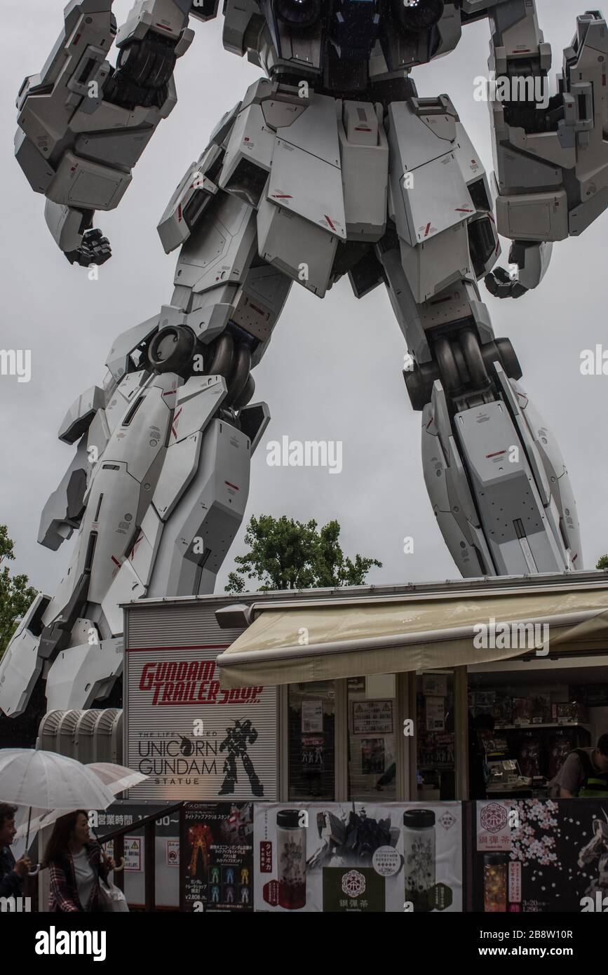Odaiba, Tokyo/Giappone - 21 maggio 2019 : UNICON GUNDAM SCALA 1:1 modello di RX-0 Mobile Suit statua a Diver City Foto Stock