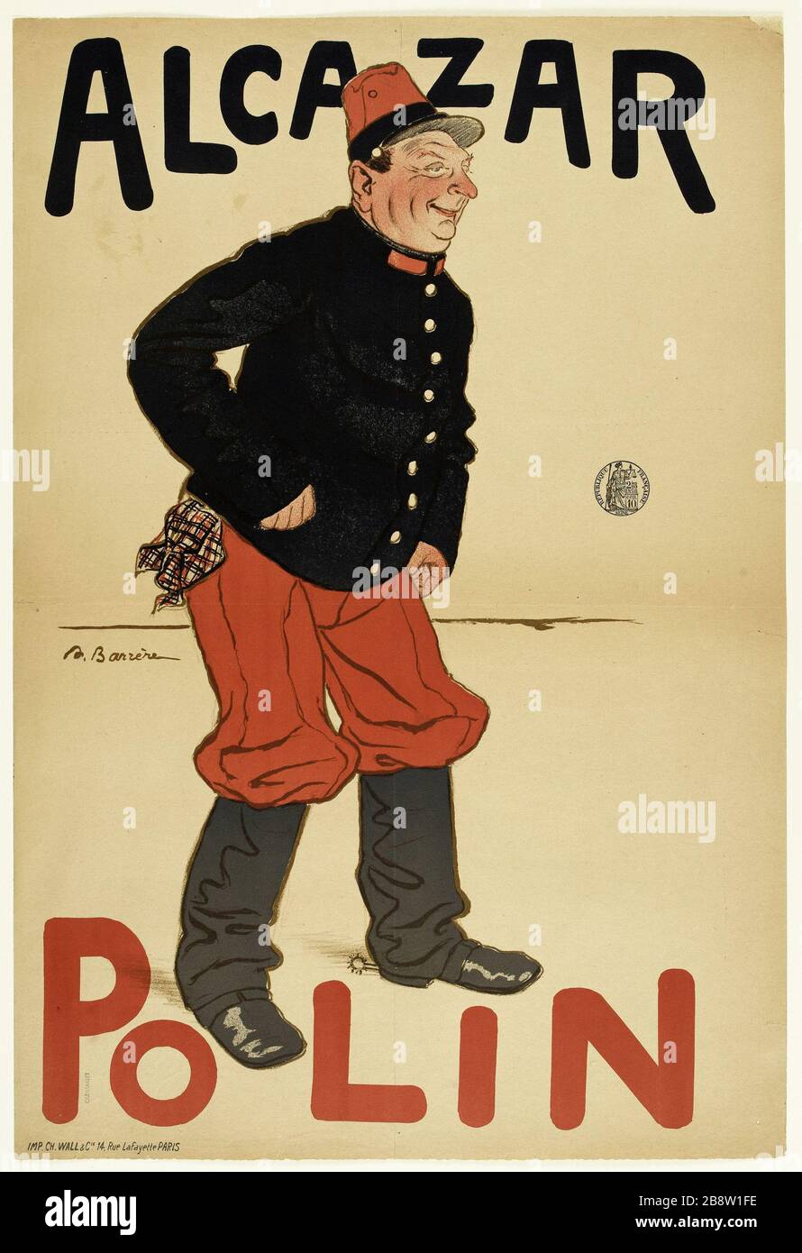 ALCAZAR, POLIN Adrien Barrère (1877-1931). Le à et comique de l'Alcazar. Lithographie couleur. 1890-1910. Parigi, musée Carnavalet. Foto Stock