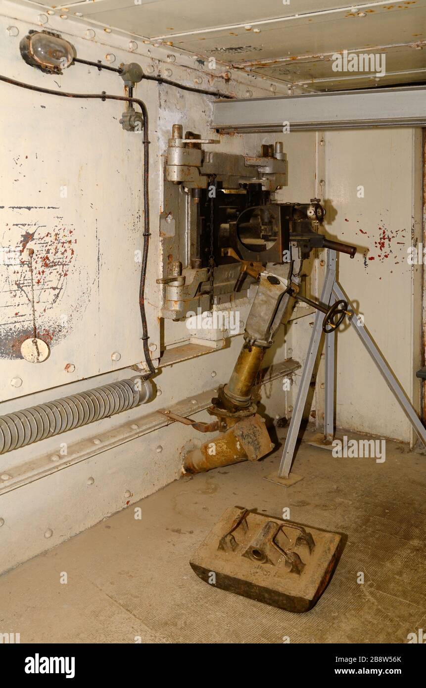 Macchina Gun collocazione Fort Saint Gobain Modane Francia Foto Stock