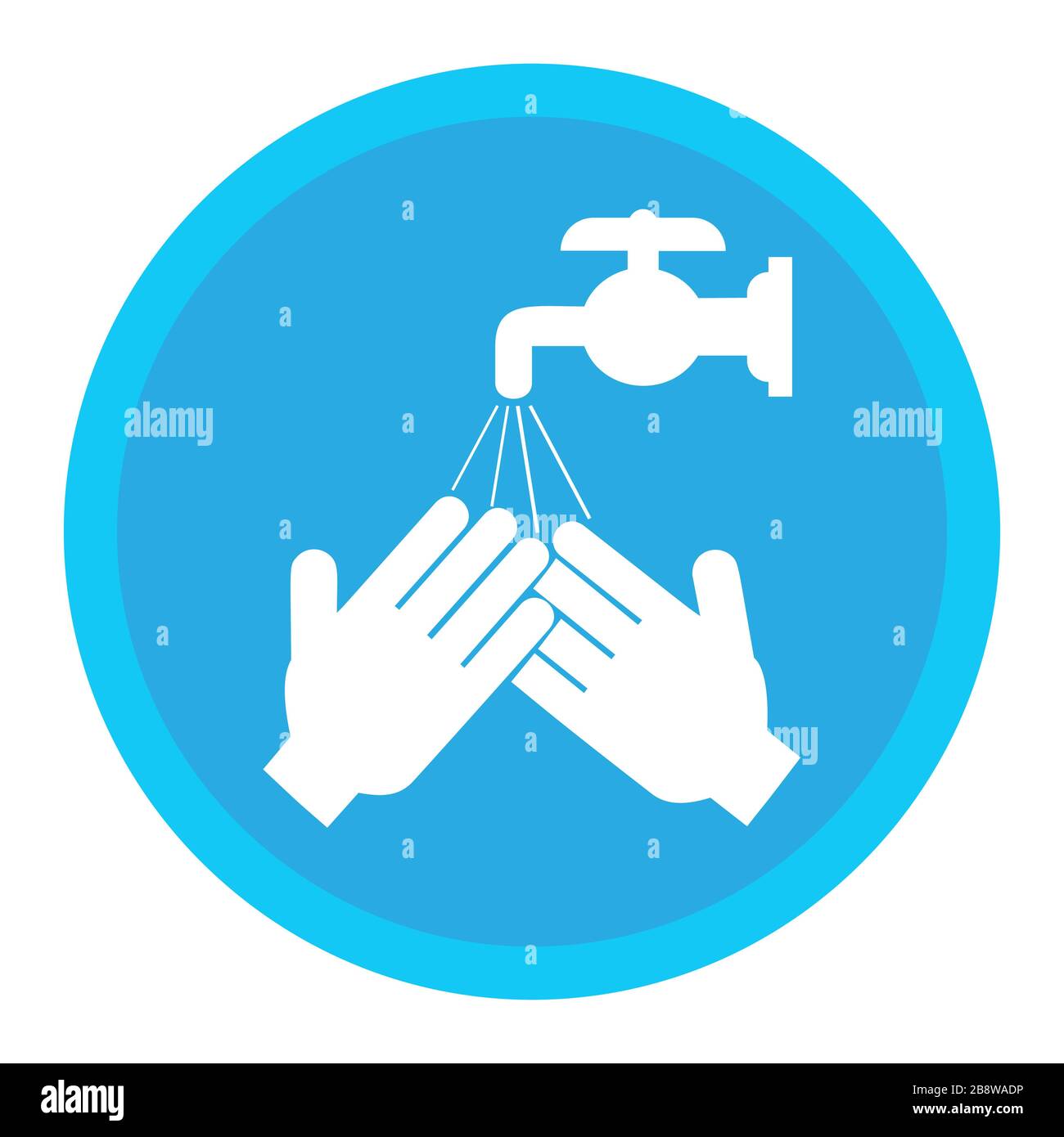 Mani sotto la caduta di acqua dal rubinetto. L'uomo lava le mani, igiene. Illustrazione vettoriale in stile piatto Illustrazione Vettoriale