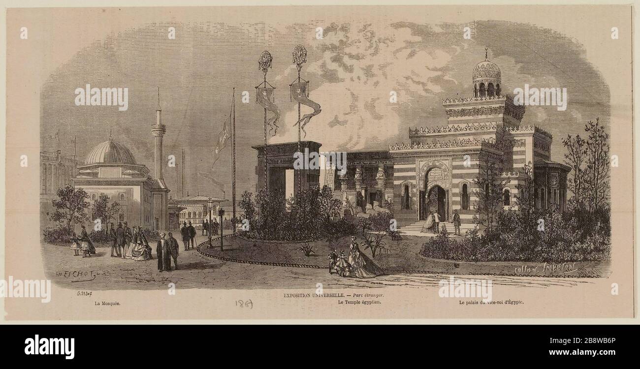Esposizione mondiale. - Parco all'estero. / il Tempio Egizio. Foto Stock