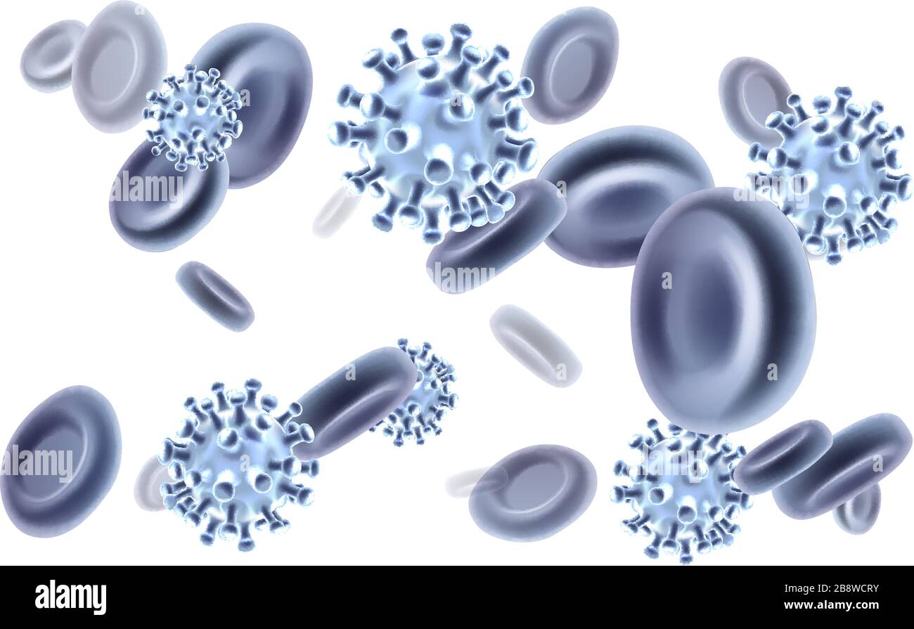 Virus cellule ematiche molecole concetto di illustrazione Illustrazione Vettoriale