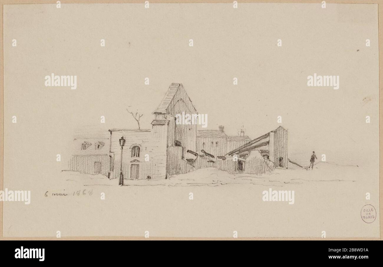 Rovine della torre della chiesa di Saint-Marcel 6 maggio 1868. Foto Stock
