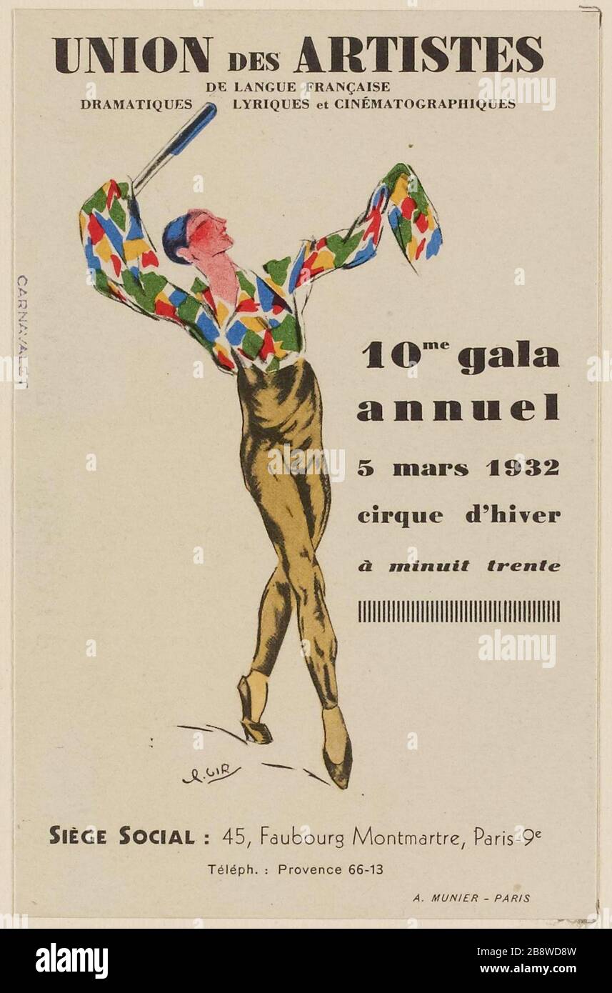 Cartolina dell'Unione di artisti di film lirici e drammatici in lingua francese. Foto Stock