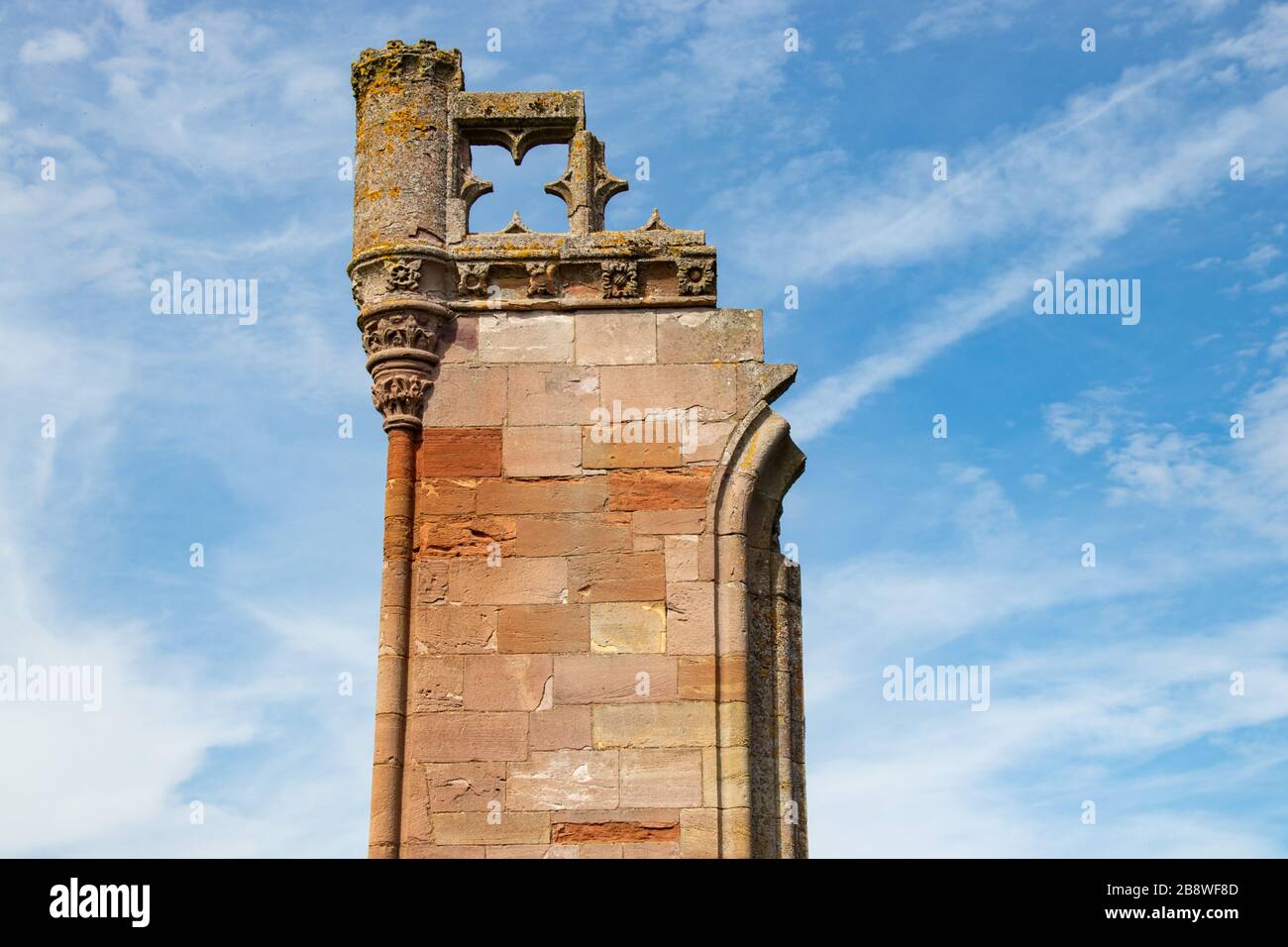 Passeggia per la storica abbazia di Melrose in Gran Bretagna nel Regno Unito Foto Stock