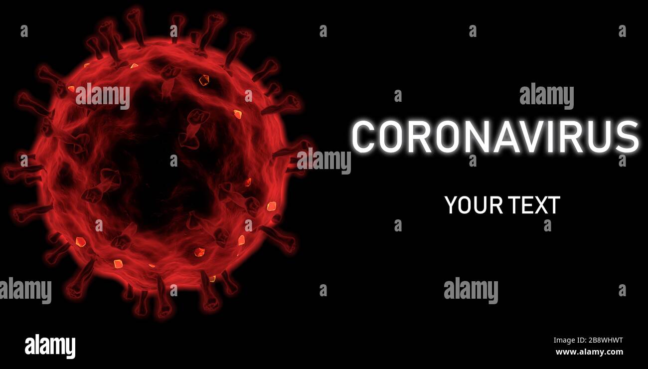 Particella di coronavirus, illustrazione. Il nuovo coronavirus SARS-cov-2 o 2019-cov Foto Stock