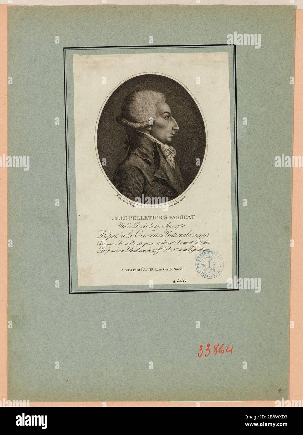 L. M. Pelletier St. Fargeau / nato a Parigi il 29 maggio 1760 / MP della Convenzione Nazionale nel 1792. Foto Stock