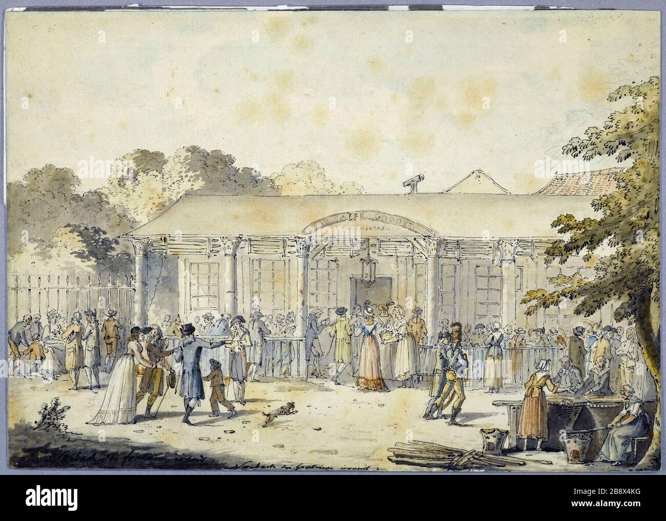 CAFFÈ JACQUES-François Swebach-Desfontaine (1769-1823). "Au Café Godet". Dessin. Parigi, musée Carnavalet. Foto Stock