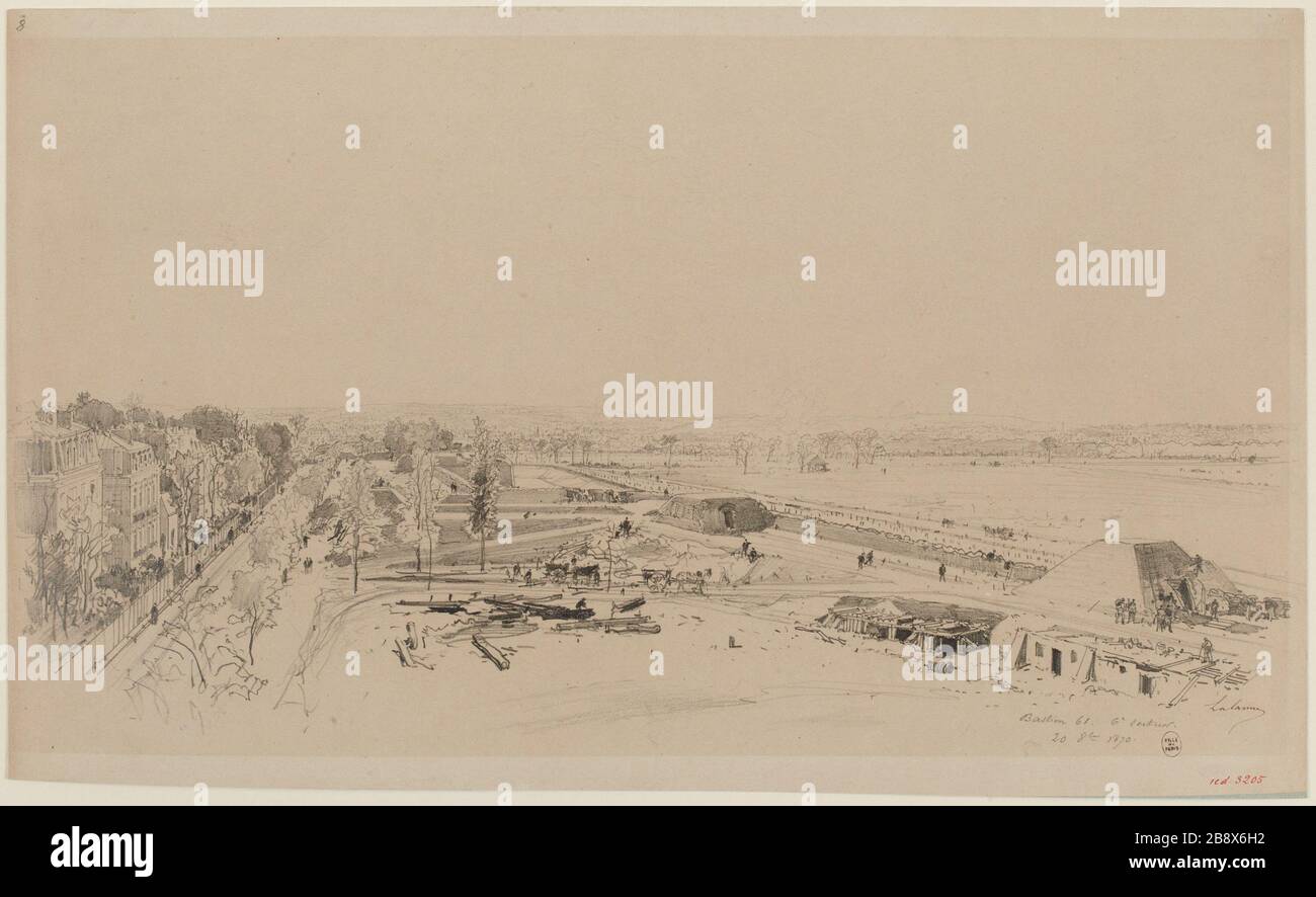 Difesa di Parigi: bastione 61, 6° settore, 20 ottobre 1870. Foto Stock