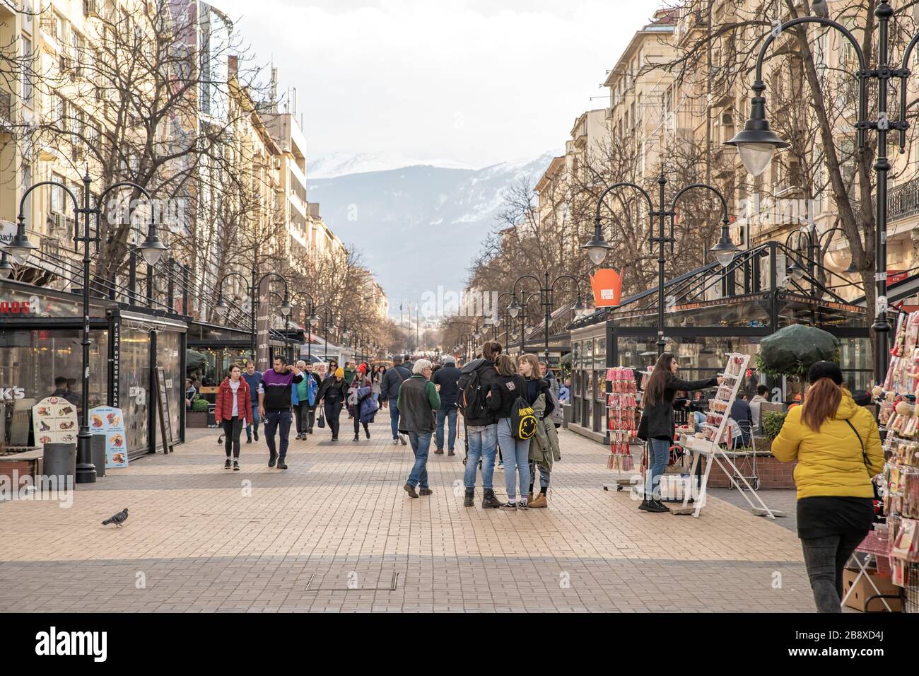Sofia - 2 marzo 2020: Viale Vitosha Foto Stock