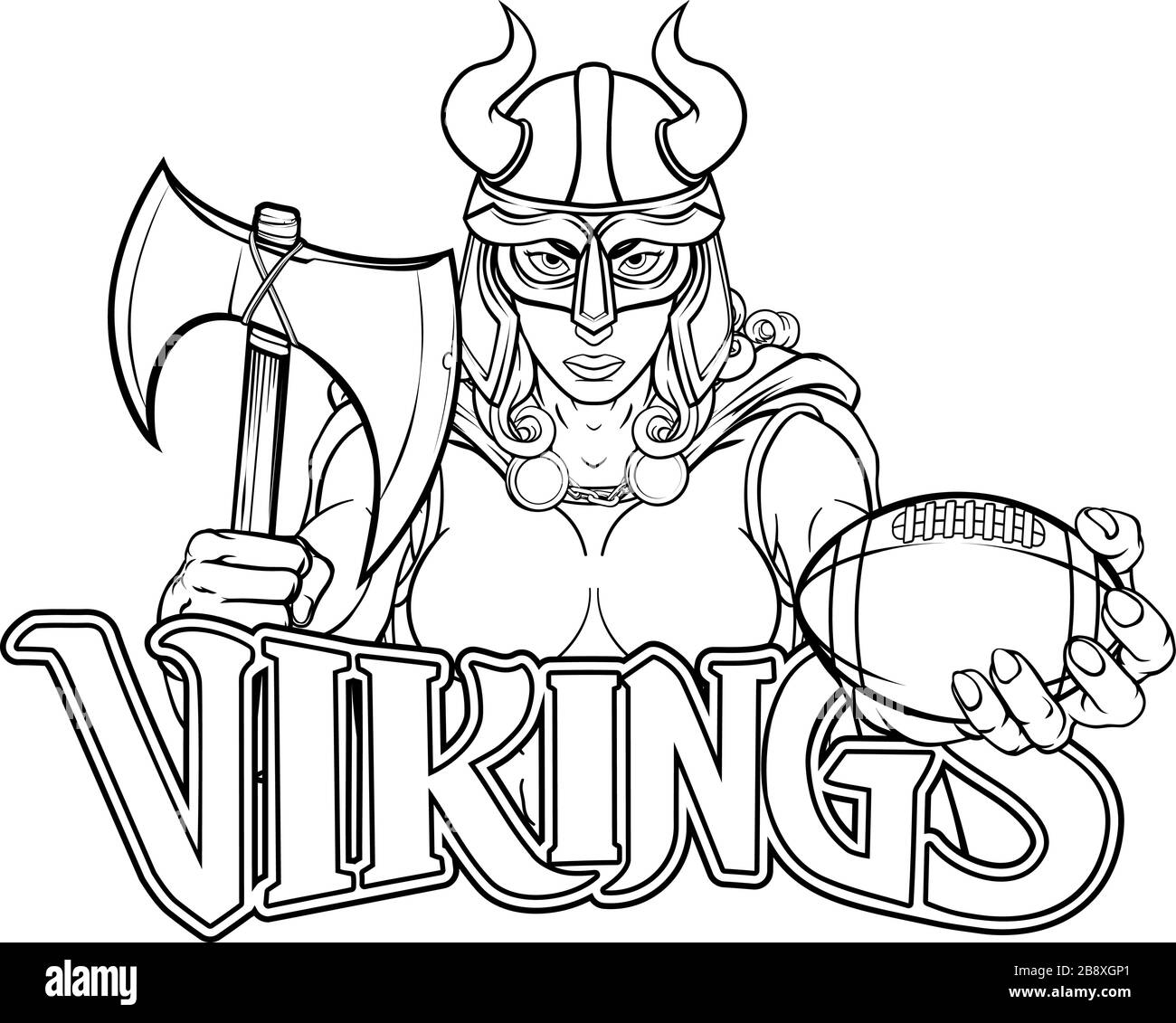 Femmina Viking Gladiator calcio donna guerriero Illustrazione Vettoriale