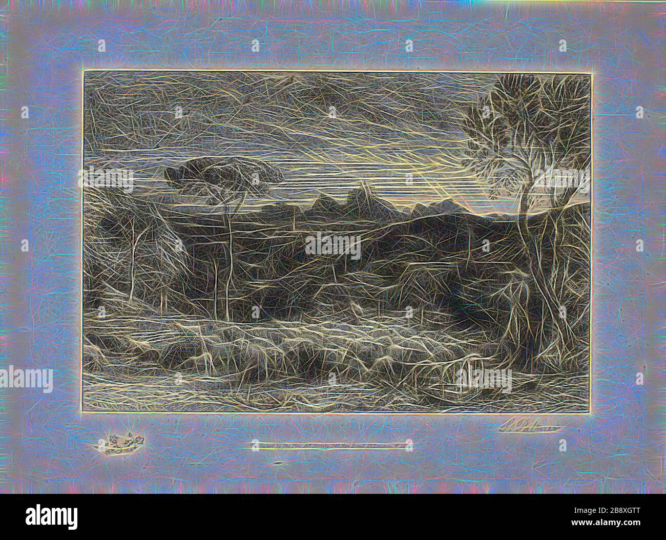 Aprendo il pieghevole, n.d., Samuel Palmer, Inglese, 1805-1881, Inghilterra, attacco in nero su carta, 119 × 177 mm (nell'immagine), 190 × 240 mm (piastra), 275 × 360 mm (foglio), Catalogo della gloria del mondo, da Bartolomeo de Chasseneuz, comprese le acque della legione al Senato del governatore, dei giudici e degli illustri (Catalogus Gloriae Mundi D. Bartholomaei Cassanaei, Burgundi, apud Aquas Sextias in Senatu Decuriae Praesidis, ac Viri Clarissimi), 1579, Jost Amman (Swiss, 1539-1591), scritto da Bartolomeo de Chasseneuz (francese, c. 1480-1541), pubblicata da Sigmund Feyerabend (tedesco, c. 1527-15 Foto Stock