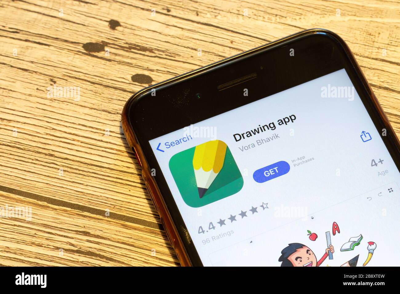 Los Angeles, California, USA - 24 marzo 2020: Vista dall'alto dello schermo del telefono con l'icona del logo dell'app di disegno sull'app store, editoriale illustrativo Foto Stock