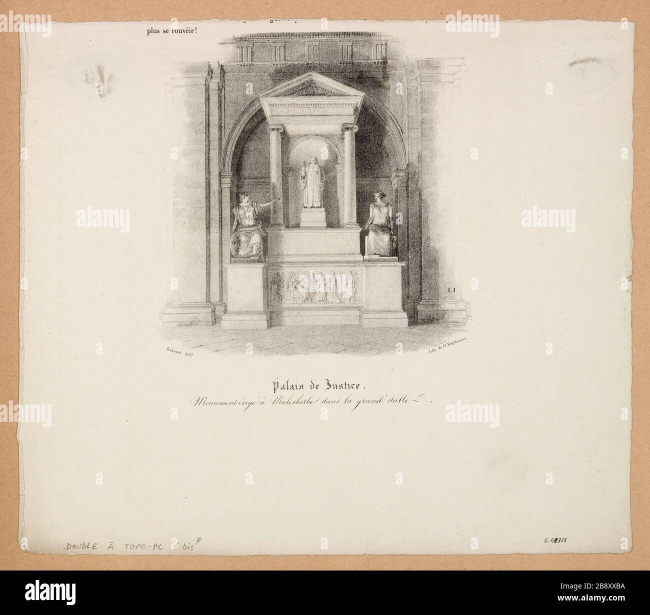 Palazzo di Giustizia / Monumento eretto a Malesherbe nella grande sala. Foto Stock