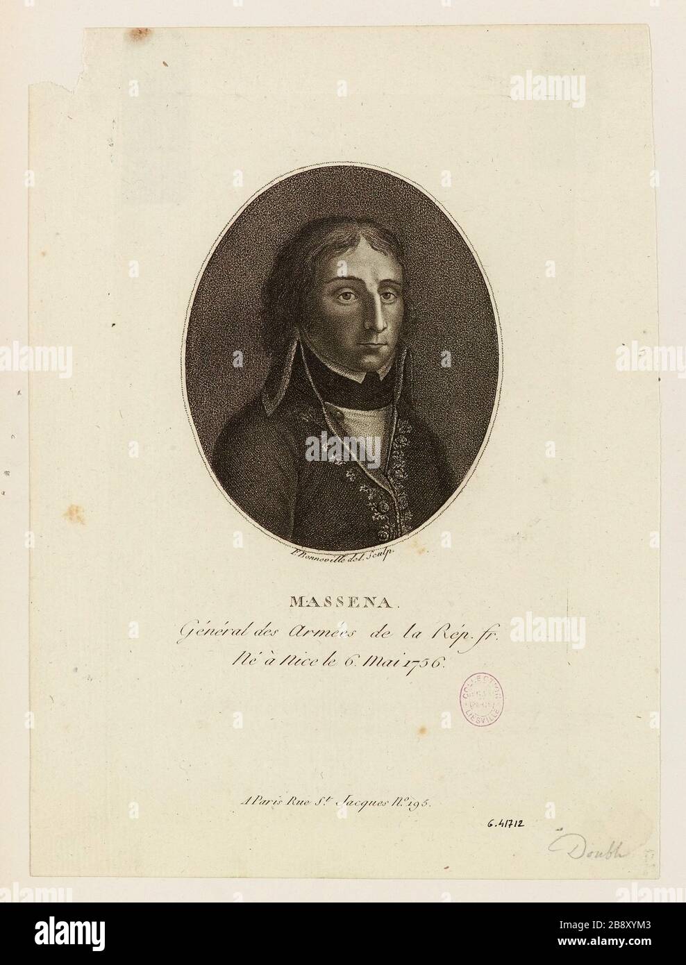 Massena. / Général des armées de la Rep. Fr. / nato a Nizza 6 maggio 1756. Foto Stock