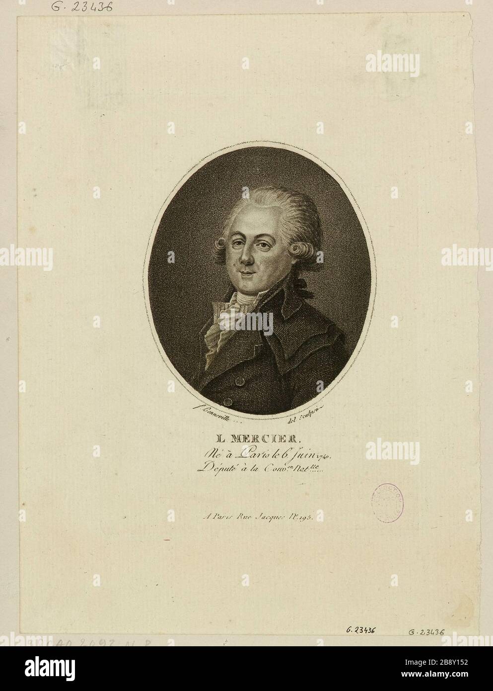L. Mercier / nato a Parigi il 6 giugno 1740 / membro del Conv.on Nat.lle Foto Stock