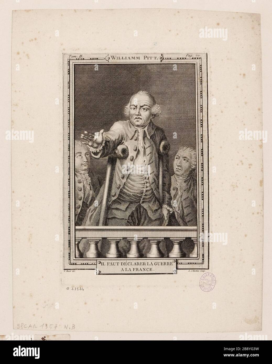 Tom. II / William Pitt. / Pag. 70. / dobbiamo dichiarare guerra / alla Francia. Foto Stock