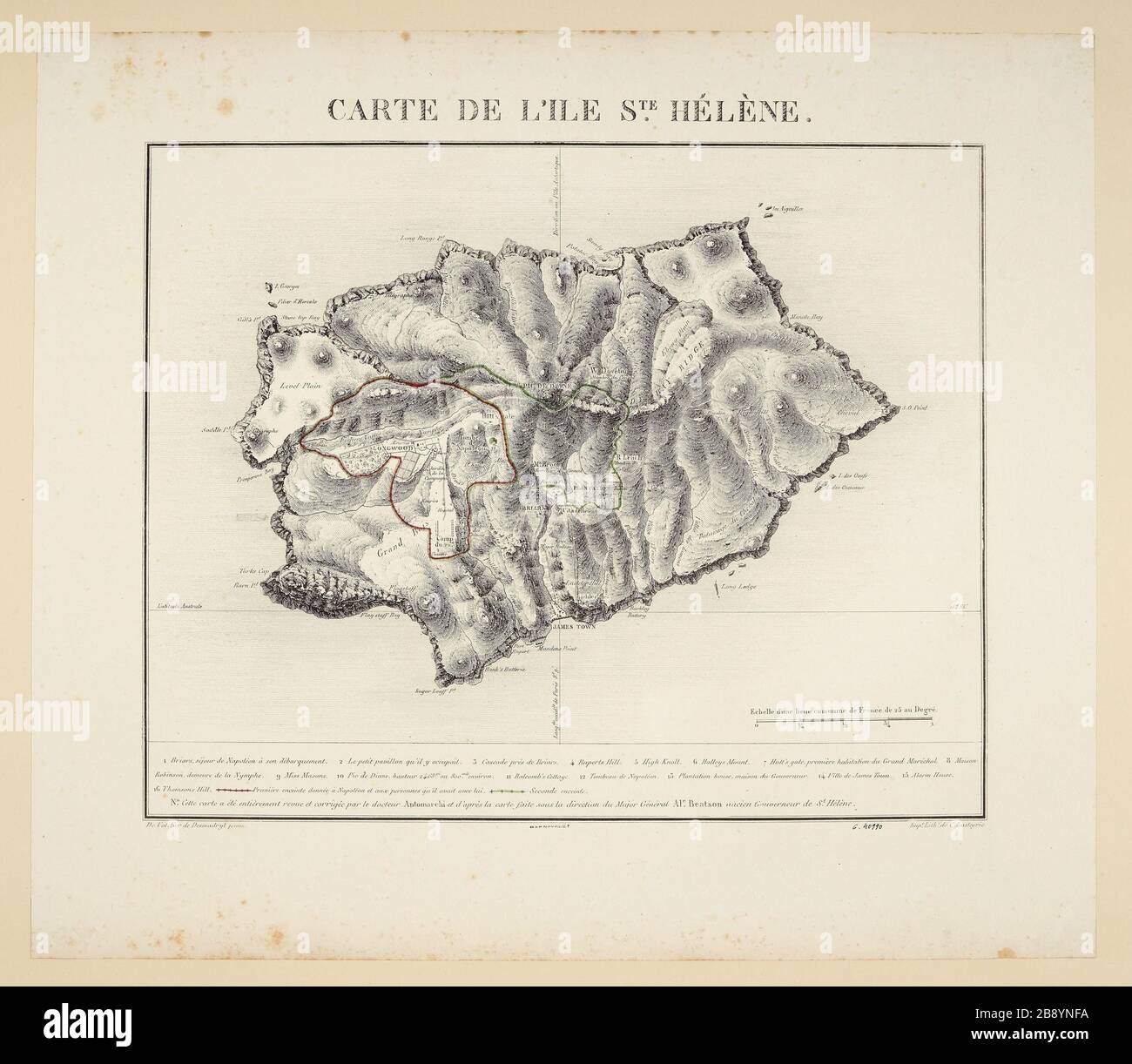 Mappa dell'isola di Sant'Elena. Foto Stock