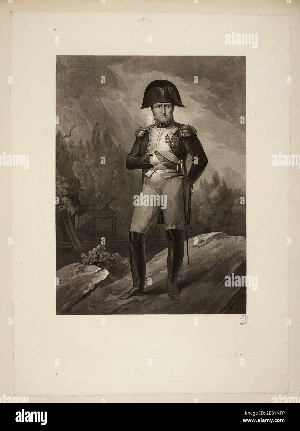 Napoleone a Sant'Elena, molto probabilmente con lo sfondo lasciato una tomba Foto Stock