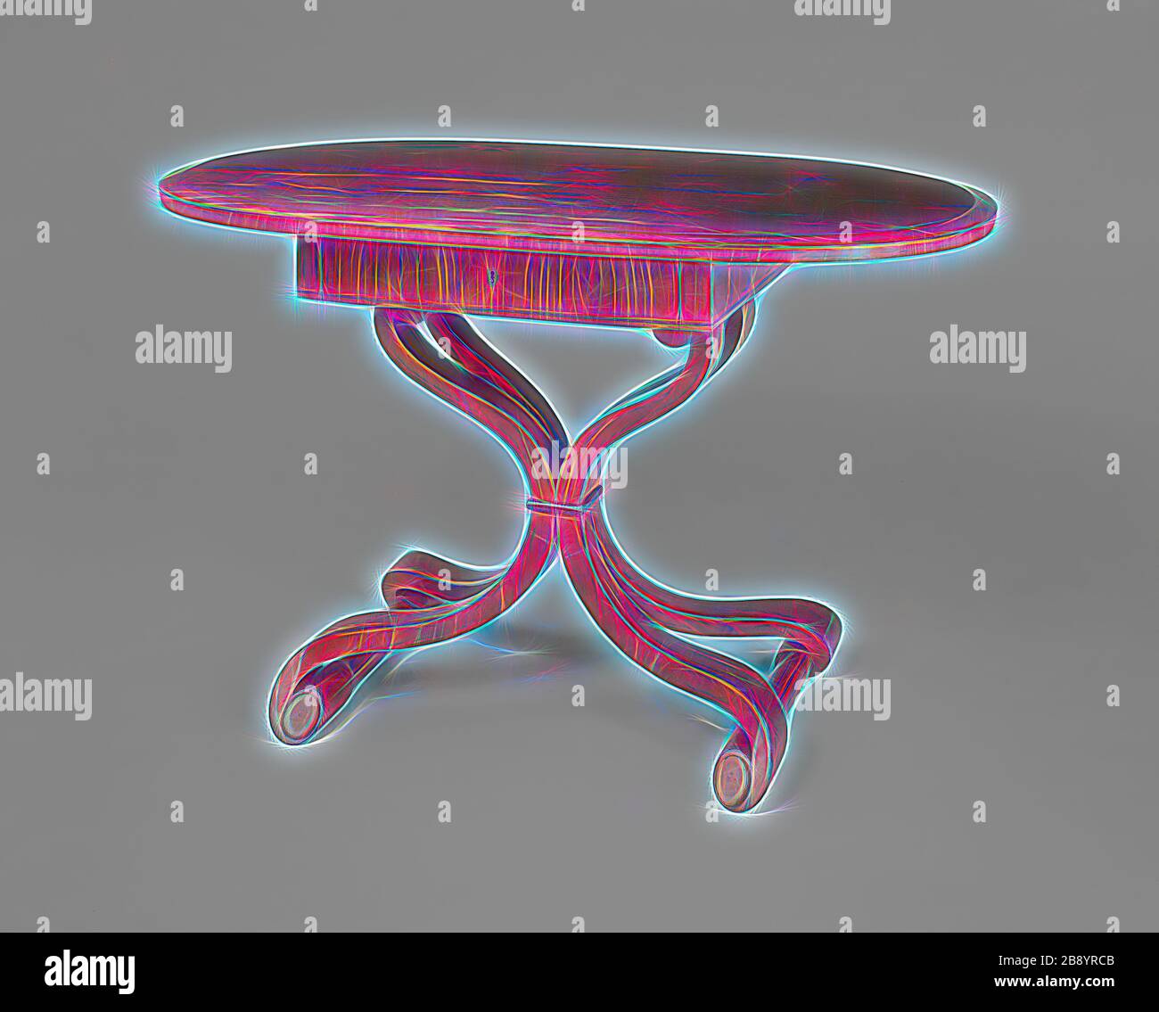 Tavola centrale, c. 1820, realizzato dalla ditta Josef Danhauser (padre e figlio, 1804-1838), Josef Danhauser, Sr. (Austriaco, 1780-1829) e Josef Danhauser Jr. (Austriaco, 1805-1845), Vienna, Austria, Vienna, Cherrywood e Metal, 75 × 126 cm (29 1/2 × 49 1/2 in.), Reimagined by Gibon, design di calore allegro di luminosità e raggi di luce radianza. Arte classica reinventata con un tocco moderno. La fotografia ispirata al futurismo, che abbraccia l'energia dinamica della tecnologia moderna, del movimento, della velocità e rivoluziona la cultura. Foto Stock