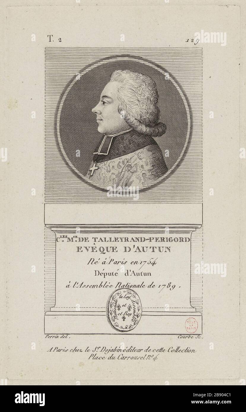 Charles Maurice de Talleyrand-Perigord, Vescovo di Autun. Wilbrode-Magloire-Nicolas Courbe (né en 1754). "Charles Maurice de Talleyrand-Périgord, évêque d'Autun". Fisionotrace. Parigi, musée Carnavalet. Foto Stock