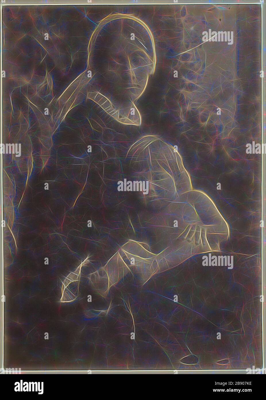 Herbert Duckworth con Gerald Duckworth, 1872, Julia Margaret Cameron, inglese, 1815–1879, Inghilterra, stampa albumen, 36,3 × 25,8 cm (immagine/carta), 44,4 × 35,5 cm (montaggio), Reimagined by Gibon, disegno di calore allegro di luminosità e raggi di luce radianza. Arte classica reinventata con un tocco moderno. La fotografia ispirata al futurismo, che abbraccia l'energia dinamica della tecnologia moderna, del movimento, della velocità e rivoluziona la cultura. Foto Stock