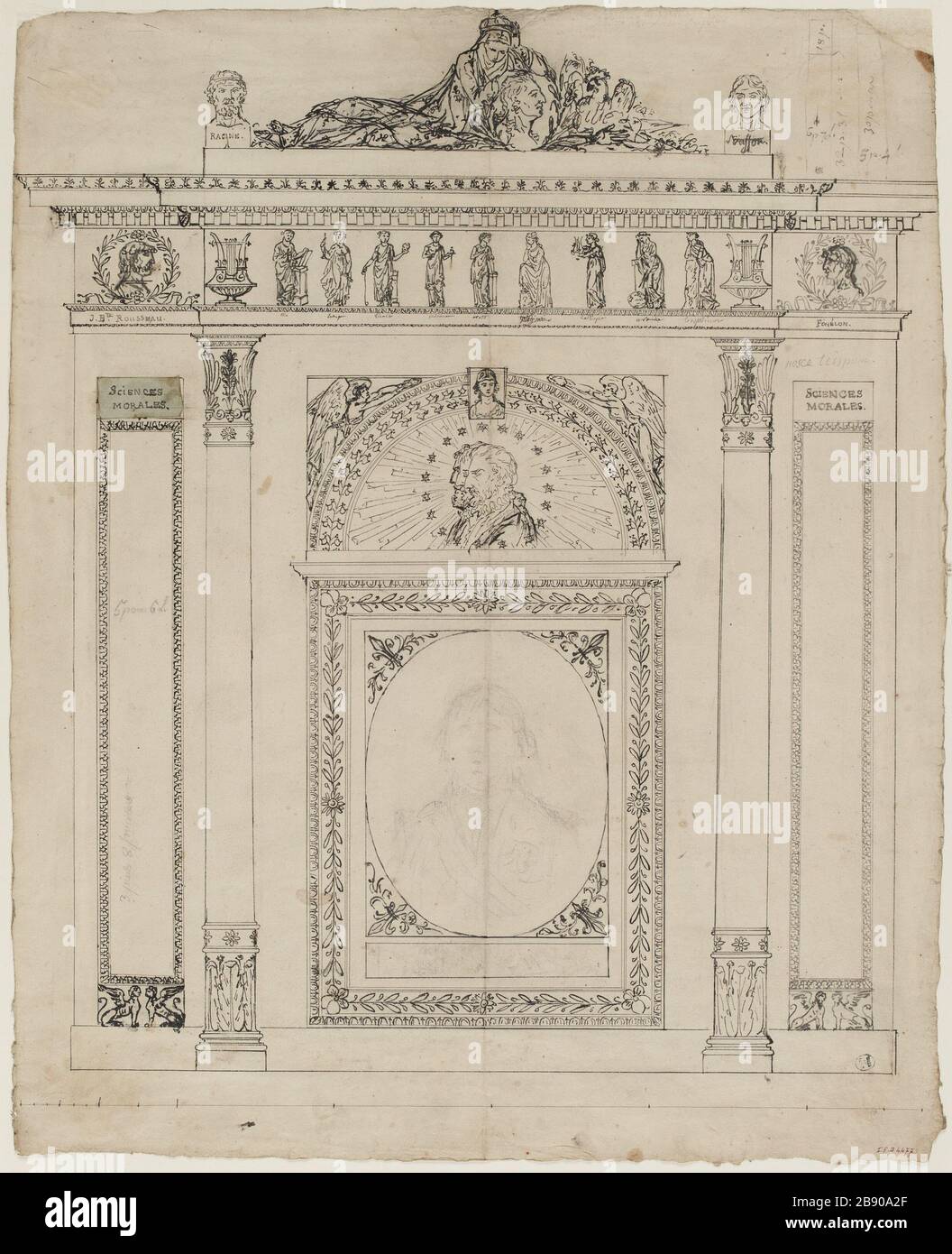 Disegno ornamento (probabilmente progetto di decorazione per l'Accademia di Scienze morali) Foto Stock