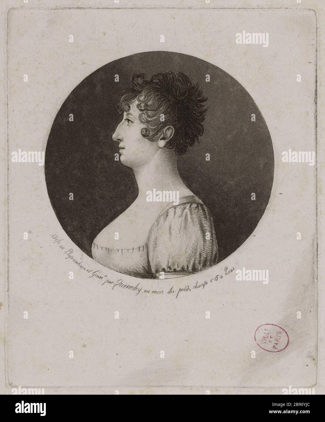 Ritratto di una donna, fine XVIII secolo / inizio XIX secolo. Edmé Quenedey (1756-1830). Ritratto d'une femme, fin XVIIIème siècle - début XIXème siècle. Fisionotrace. 1799-1815. Parigi, musée Carnavalet. Foto Stock