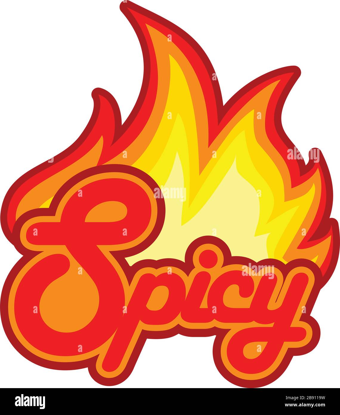 Concetto vettoriale di un logo speziato con il fuoco come segno di carattere per il calore Illustrazione Vettoriale