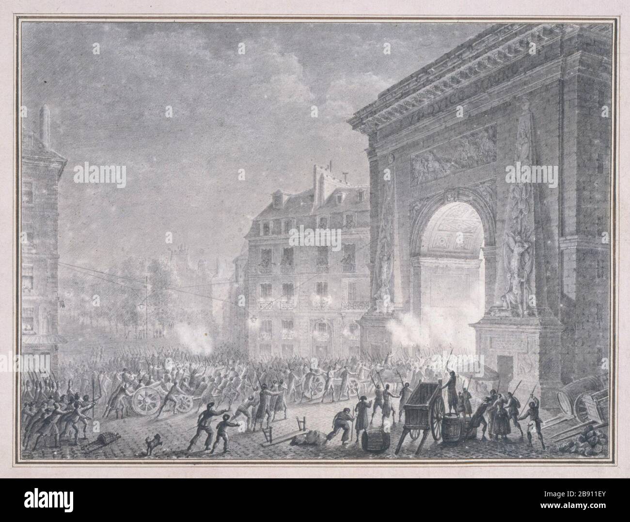 ALLERTA LA NOTTE DEL 14 AL 15 luglio 1789 'Alerte de la nuit du 14 au 15 juillet 1789'. Estampe de Jean-Louis (le jeune) Prieur (1759-1895). Parigi, musée Carnavalet. Foto Stock