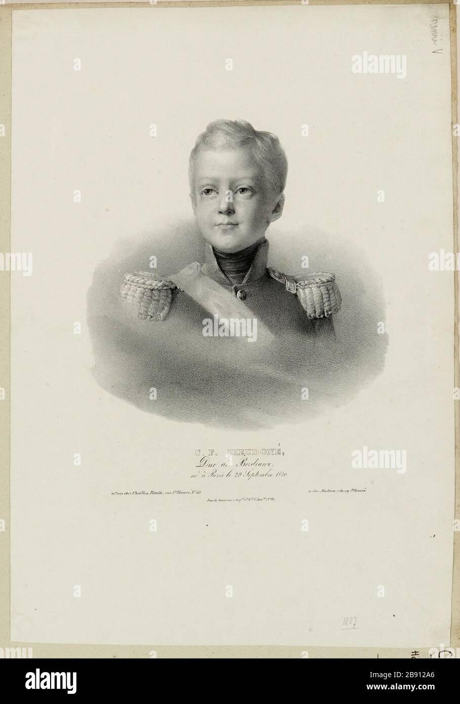 C. F. Dieudonne, Duca di Bordeaux, nato a Parigi il 29 settembre 1820. Foto Stock