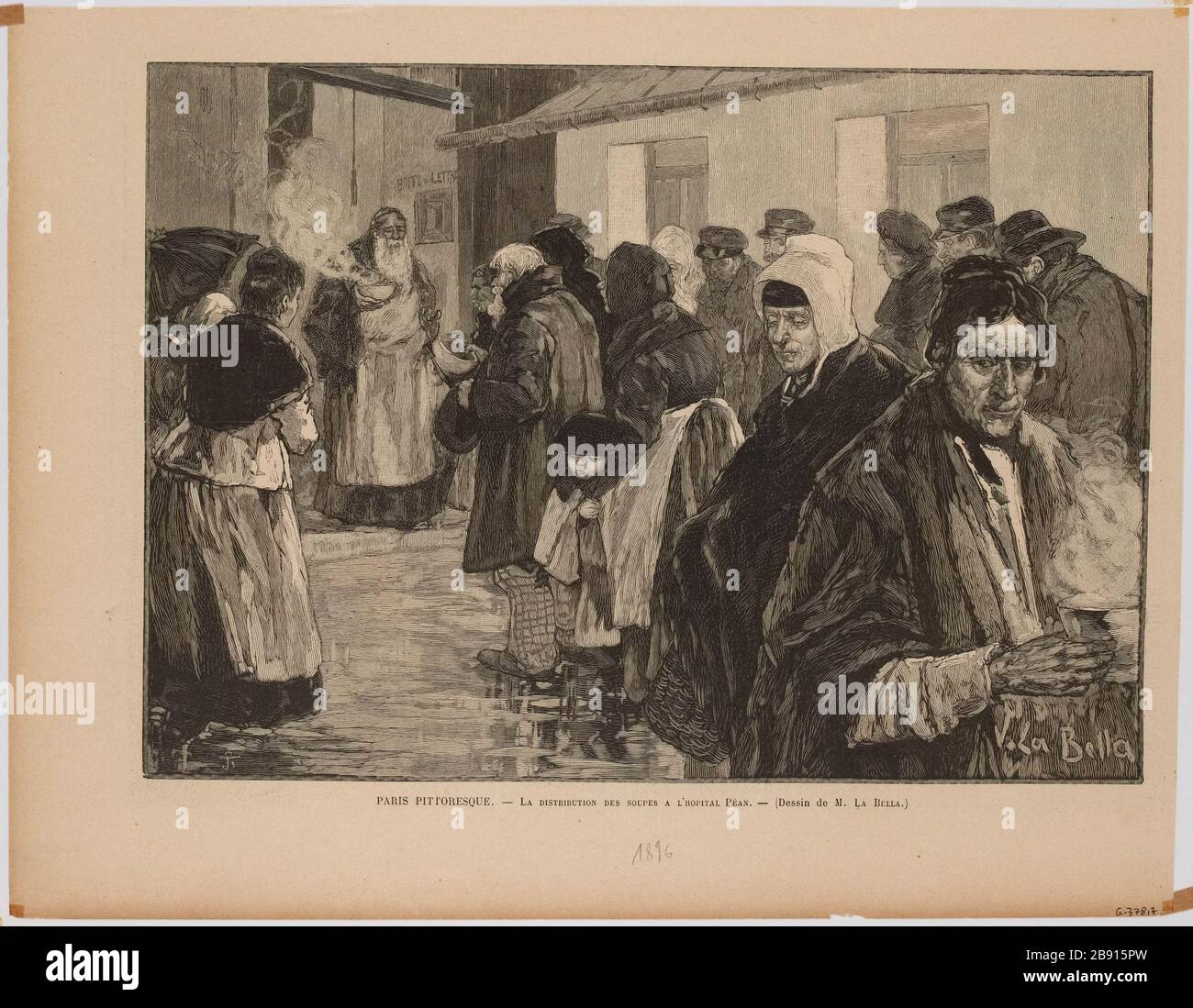 La distribuzione della zuppa all'ospedale Péan Foto Stock