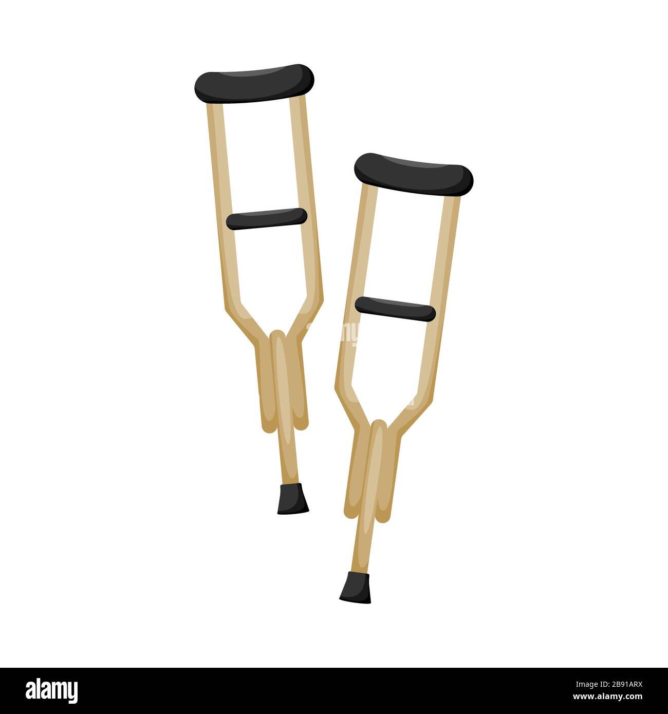 Cartoni animati in legno, stampelle mediche, illustrazione vettoriale Illustrazione Vettoriale