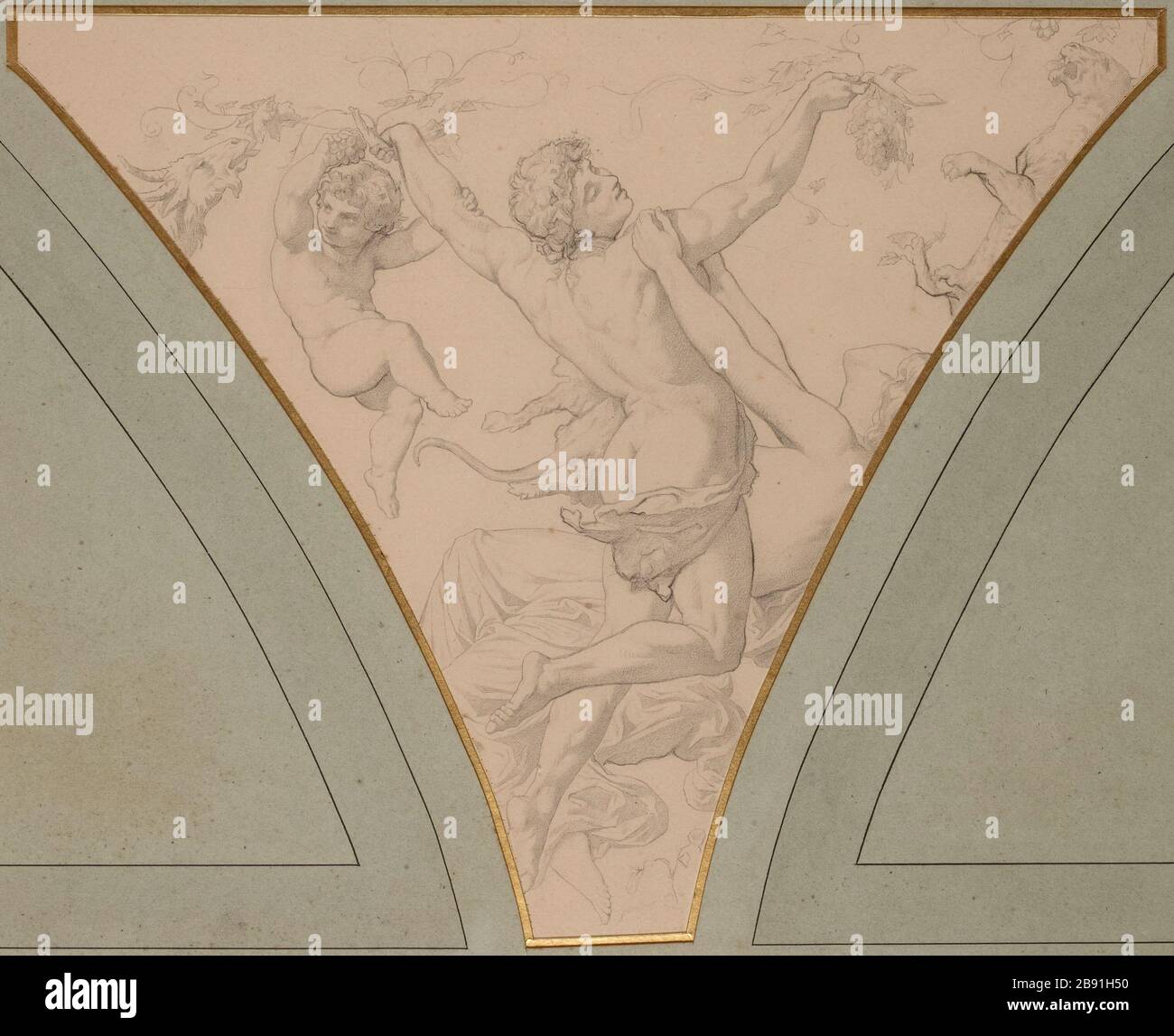 Disegno per la decorazione della Sala delle parti del Municipio, 1852 Harvest Foto Stock