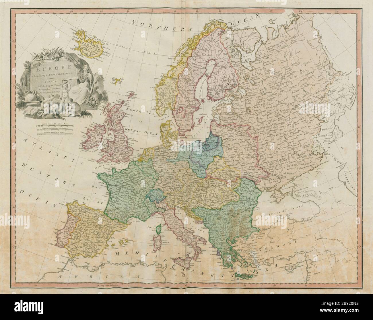 L'Europa espone i suoi principali stati &c.. Primo Impero Francese. MAPPA FADEN 1791 Foto Stock